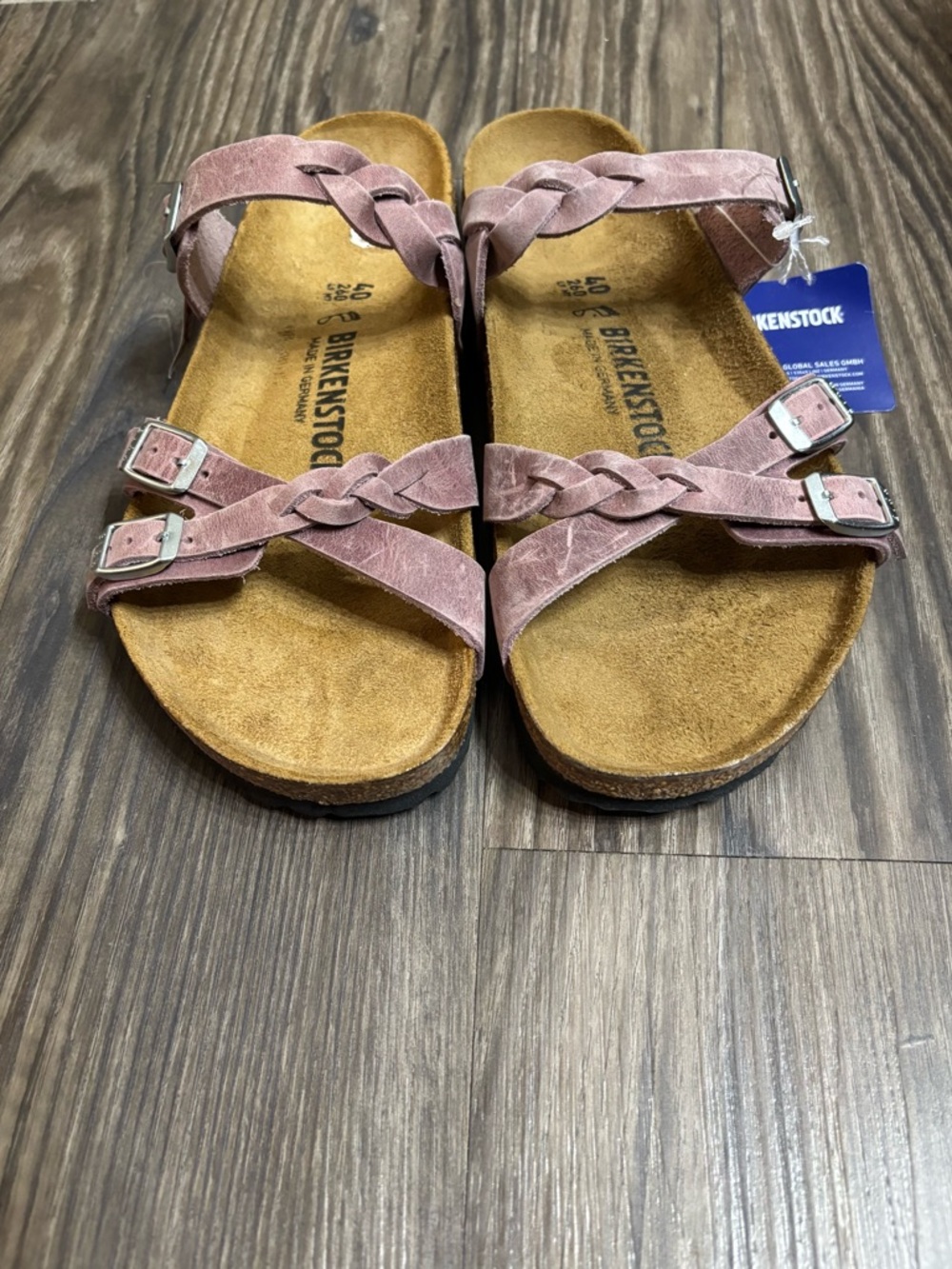 Birkenstock Women's Braided Dusty Pink Suede Slide Sandals